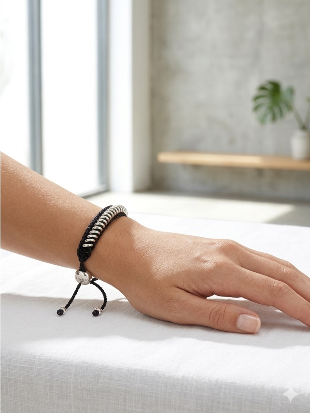 Links of London Sterling Silver & Black Woven Cord Friendship Bracelet